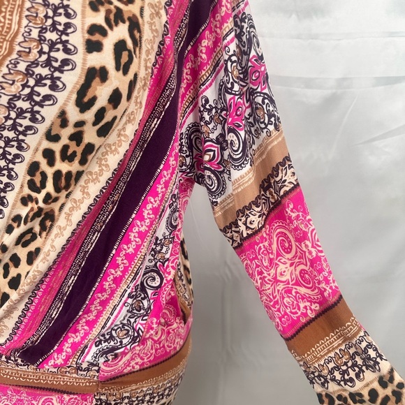 VENUS Pink and Brown Multi Patterned Bodycon Dress  size Large - Picture 4 of 16